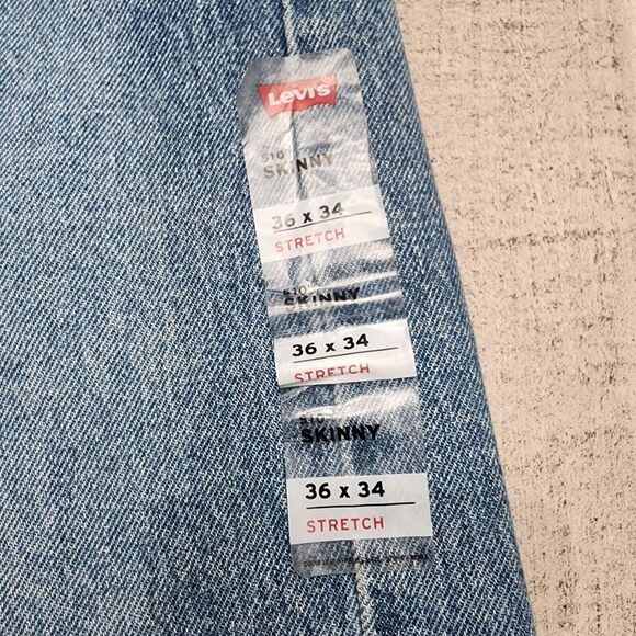 NWT Levi's 510 Mens Skinny Jeans‎ Blue Size 36x34 Ripped Washed Stretch - Picture 11 of 15